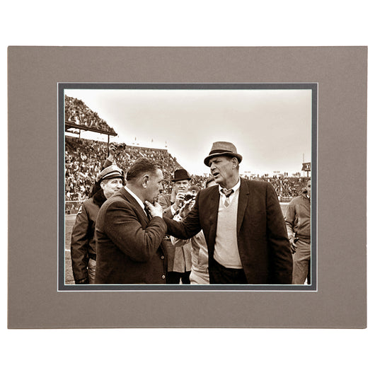 Coaching Legends Shug Jordan and Bear Bryant Framed Sepia Photo - Conversation before the Iron Bowl