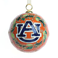 Auburn Wreath Around Logo Orange Cloisonné Ornament