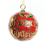 Auburn Orange Merry Christmas/AU Logo Holly Cloisonne Ornament