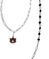 Auburn Logo Paperclip Chain Necklace
