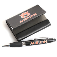 Auburn Business Card Case & Pen/Stylus Set on Black
