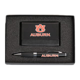 Auburn Business Card Case & Pen/Stylus Set on Black