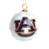 Auburn Merry Christmas Letters on White Cloisonné Ornament