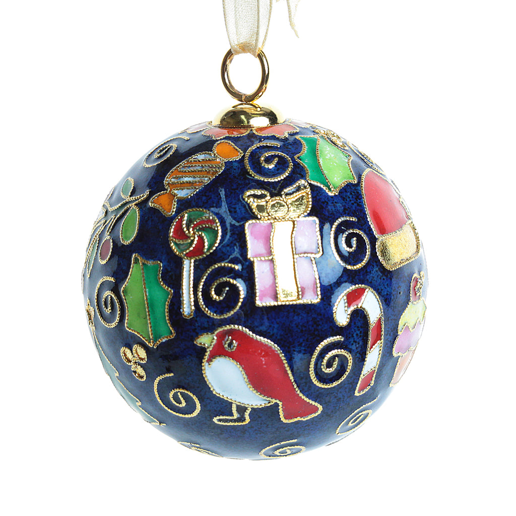 Auburn Christmas Icons on Navy Cloisonné Ornament – Auburn Art