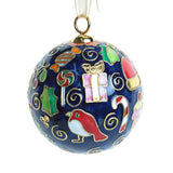 Auburn Christmas Icons on Navy Cloisonné Ornament