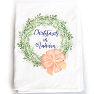Christmas in Auburn Wreath Tea Towel