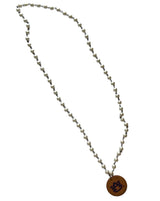 Auburn Pearl and Wood Disc Necklace