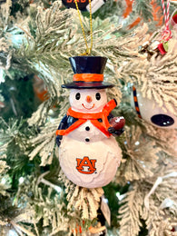Auburn Top Hat Snowman Ornament