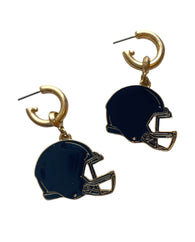 Navy Enamel Helmet Earrings