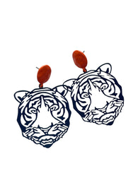 Navy Tiger Filigree Earrings