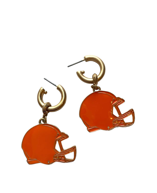 Orange Enamel Helmet Earrings