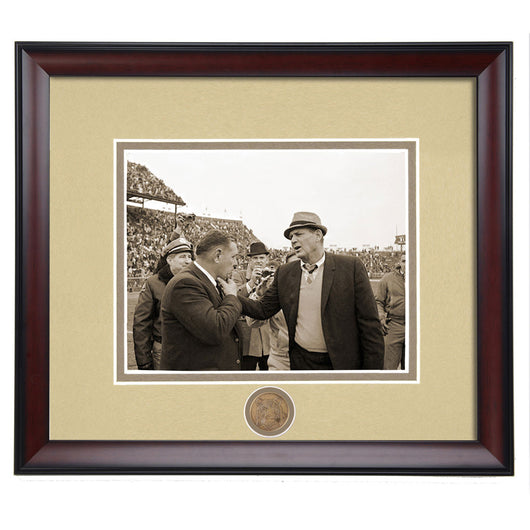 Coaching Legends Shug Jordan and Bear Bryant Framed Sepia Photo - Conversation before the Iron Bowl