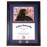 Auburn Diploma Frame with War Damn Eagle III Photo in Walnut or Mahogany - Quick and Easy Installation!