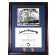 Auburn Diploma Frame with Rolling Toomer's Photo- Quick & Easy Installation!