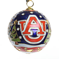 Auburn Cloisonne Christmas Ornament with AU and Christmas Trees