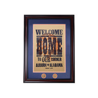 Welcome Home Letterpress Poster - Natural Framed